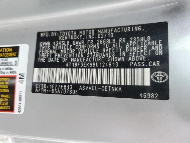 4T1BF3EK9BU124813 - 2011 TOYOTA CAMRY BASE SILVER photo 12