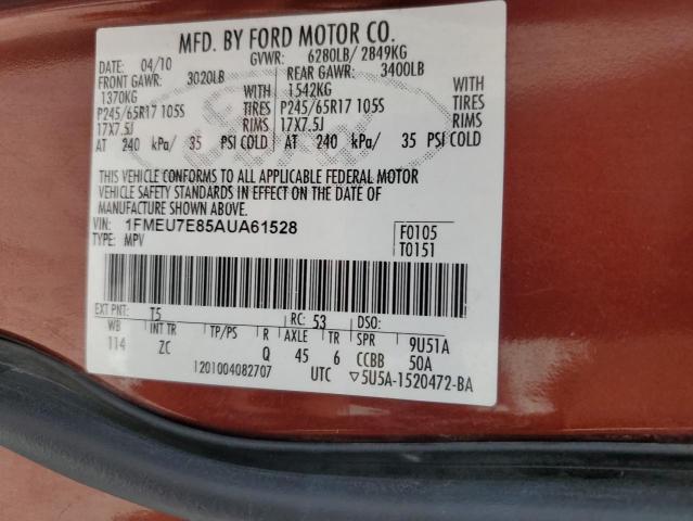 1FMEU7E85AUA61528 - 2010 FORD EXPLORER EDDIE BAUER BROWN photo 13