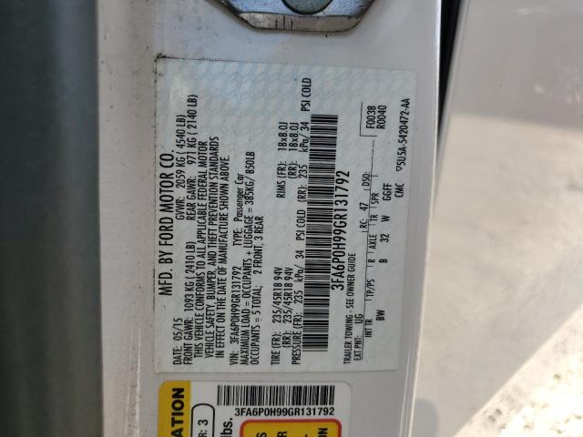 3FA6P0H99GR131792 - 2016 FORD FUSION SE თეთრი ფოტო 13