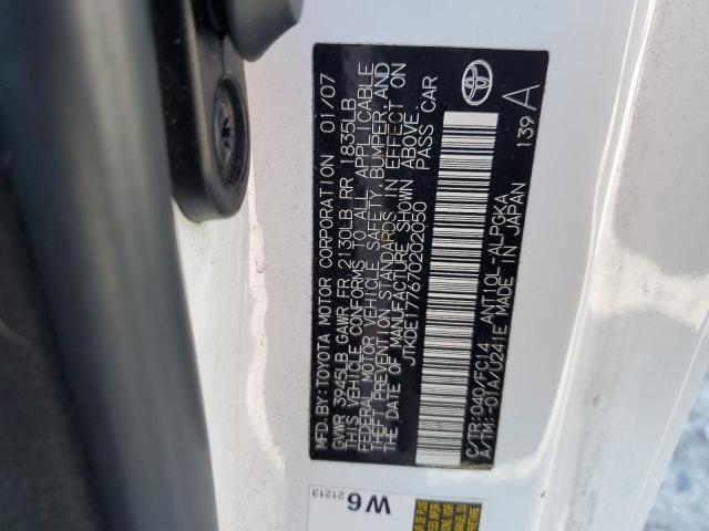 JTKDE177670202050 - 2007 TOYOTA SCION TC 白色 照片 12