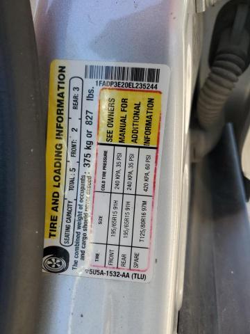 1FADP3E20EL235244 - 2014 FORD FOCUS S SILVER photo 12