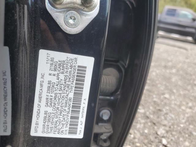 1HGCV1F56JA047280 - 2018 HONDA ACCORD EXL 黑色 照片 12