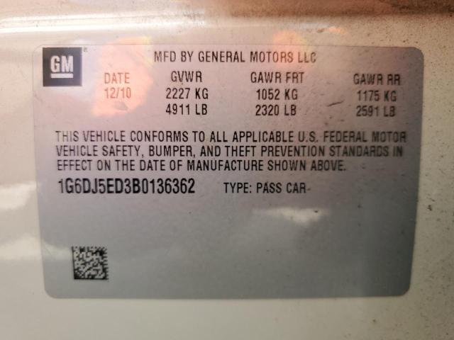 1G6DJ5ED3B0136362 - 2011 CADILLAC CTS PERFORMANCE COLLECTION Beżowy zdjęcie 12