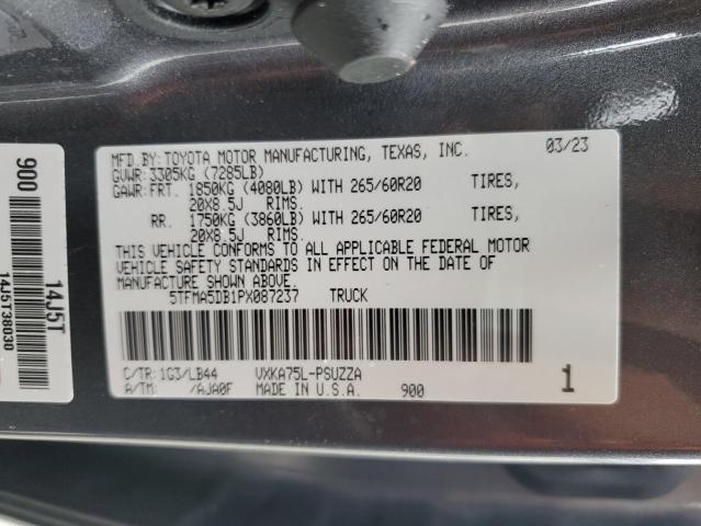 5TFMA5DB1PX087237 - 2023 TOYOTA TUNDRA CREWMAX PLATINUM Grau Foto 12