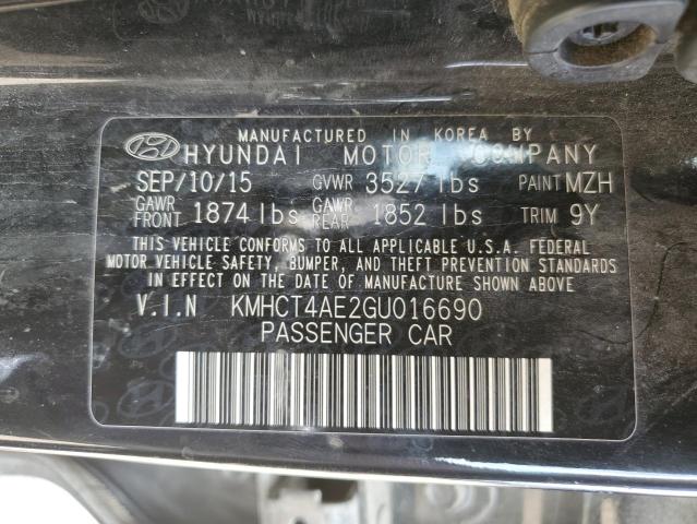 KMHCT4AE2GU016690 - 2016 HYUNDAI ACCENT SE BLACK photo 12