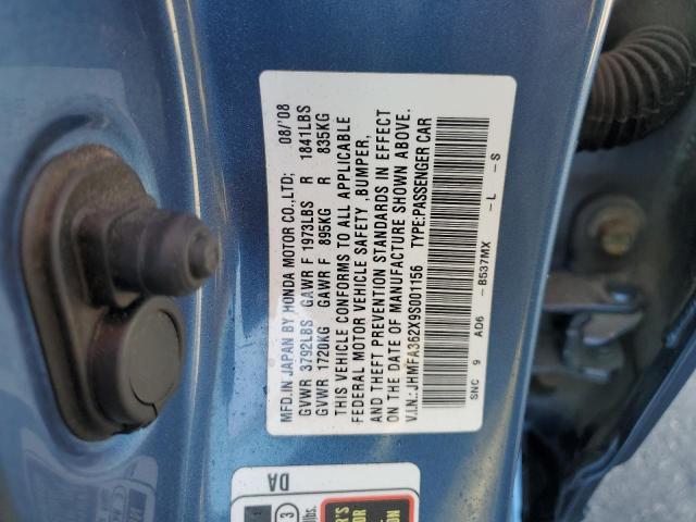 JHMFA362X9S001156 - 2009 HONDA CIVIC HYBRID BLUE photo 12