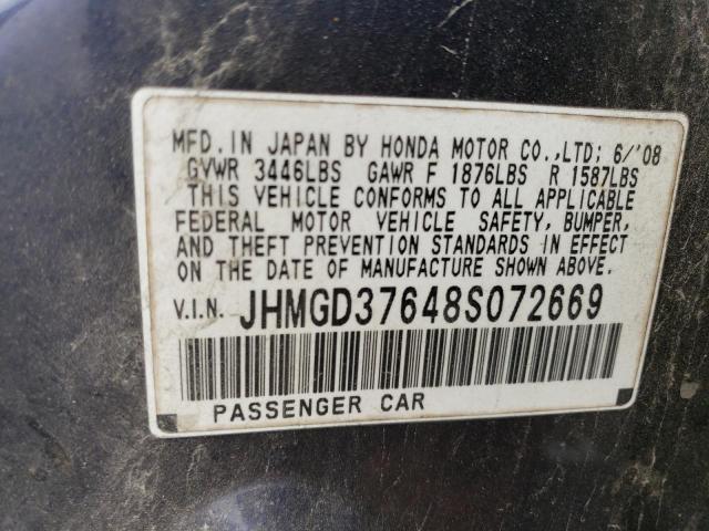 JHMGD37648S072669 - 2008 HONDA FIT SPORT BLUE photo 12