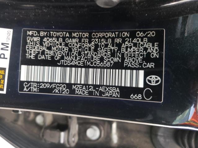 JTDS4MCE1MJ056587 - 2021 TOYOTA COROLLA SE 黑色 照片 12