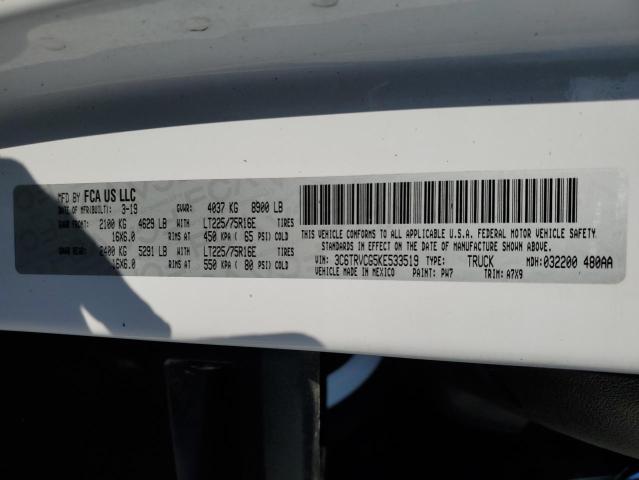 3C6TRVCG5KE533519 - 2019 RAM PROMASTER 2500 HIGH თეთრი ფოტო 13