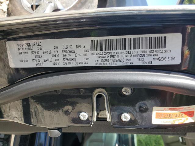 1C6RR6LTXGS278299 - 2016 RAM 1500 SLT BLACK photo 12