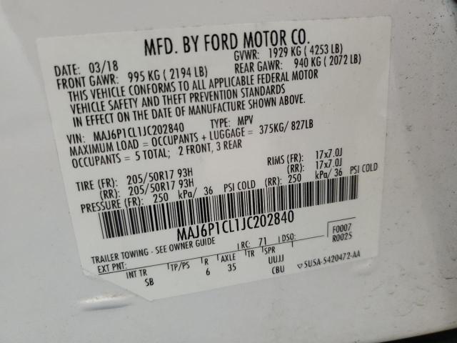 MAJ6P1CL1JC202840 - 2018 FORD ECOSPORT SES Ақ фото 13