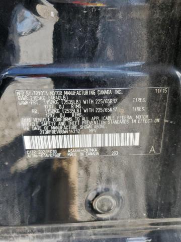 2T3RFREV6GW414212 - 2016 TOYOTA RAV4 XLE BLACK photo 13