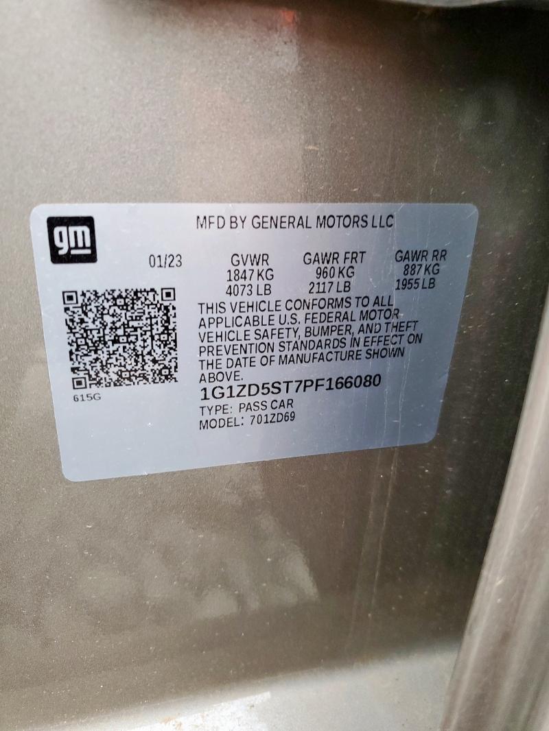 1G1ZD5ST7PF166080 - 2023 CHEVROLET MALIBU LT 棕色 照片 12