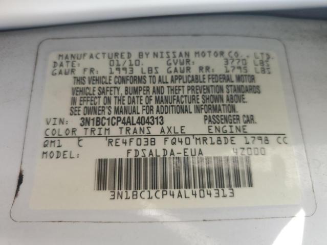 3N1BC1CP4AL404313 - 2010 NISSAN VERSA S 白色 照片 13