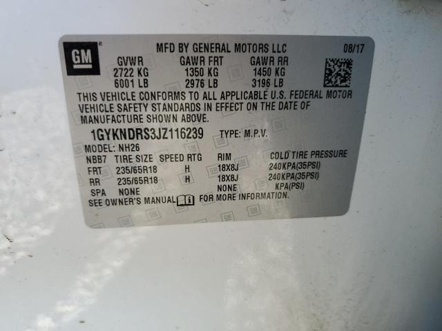 1GYKNDRS3JZ116239 - 2018 CADILLAC XT5 LUXURY Beyaz fotoğraf 13