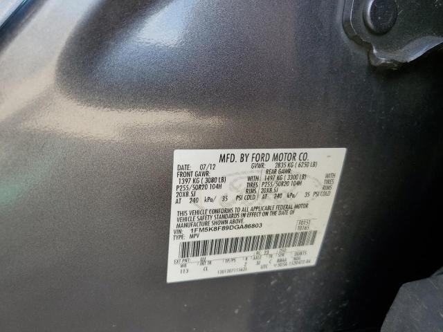 1FM5K8F89DGA86803 - 2013 FORD EXPLORER LIMITED GRAY photo 13