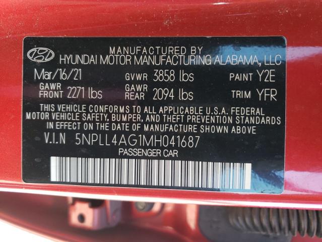 5NPLL4AG1MH041687 - 2021 HYUNDAI ELANTRA SE RED photo 12