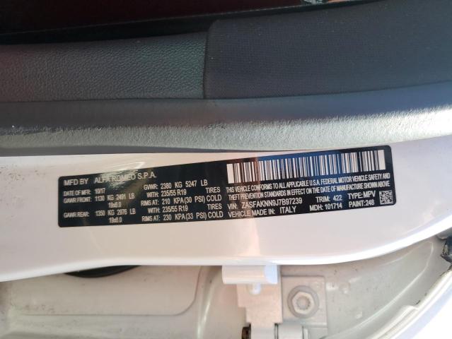 ZASFAKNN9J7B97239 - 2018 ALFA ROMEO STELVIO TI SPORT WHITE photo 13