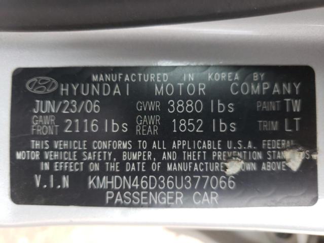 KMHDN46D36U377066 - 2006 HYUNDAI ELANTRA GLS SILVER photo 12