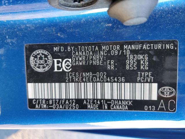 2T1KE4EE0AC045436 - 2010 TOYOTA COROLLA MATRIX S BLUE photo 13