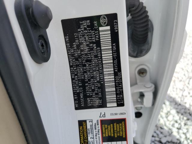 4T4BF1FK6CR248659 - 2012 TOYOTA CAMRY BASE WHITE photo 12
