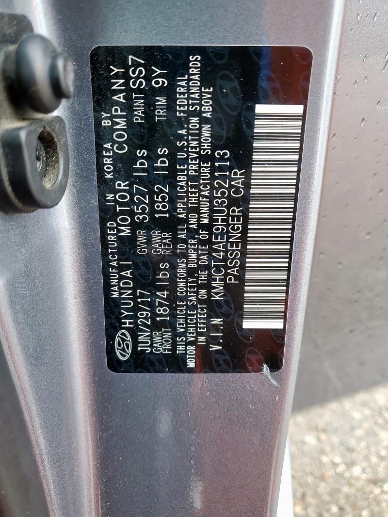 KMHCT4AE9HU352113 - 2017 HYUNDAI ACCENT SE GRAY photo 12