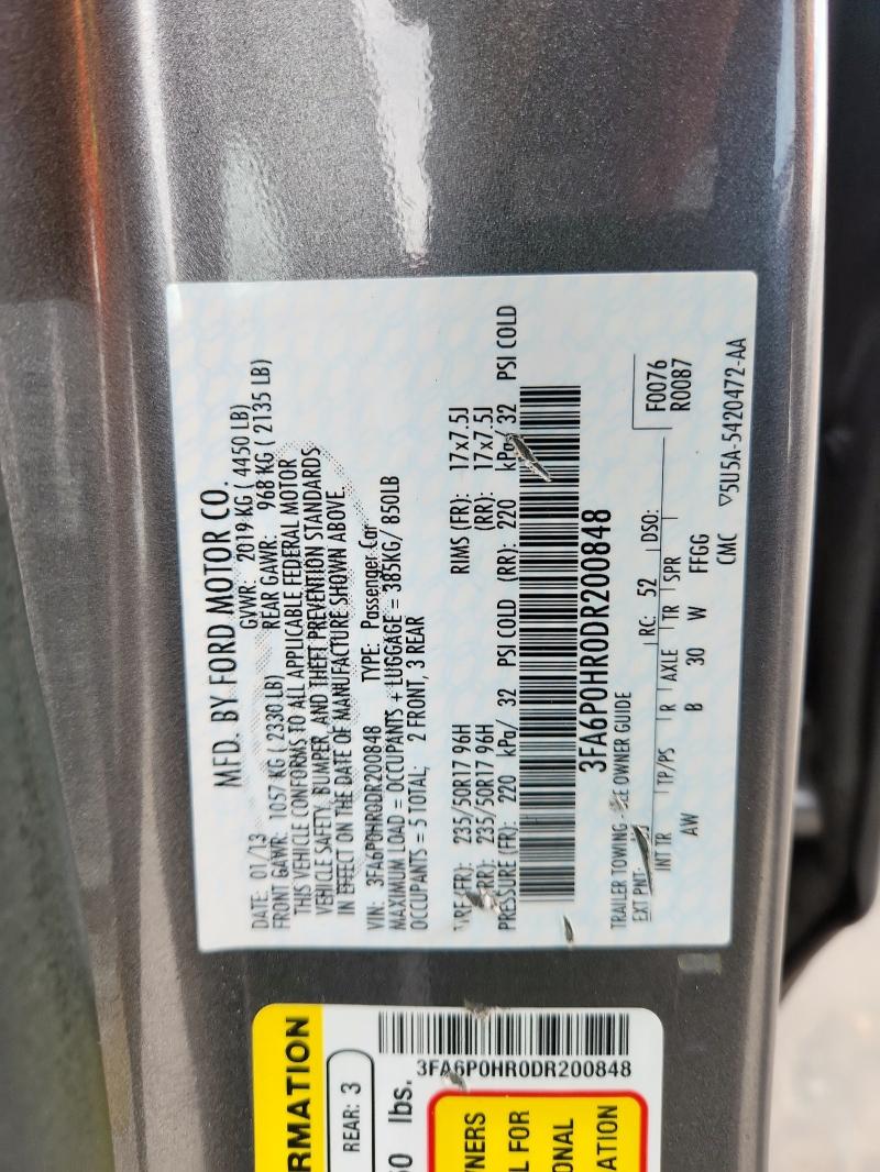 3FA6P0HR0DR200848 - 2013 FORD FUSION SE 银色 照片 12