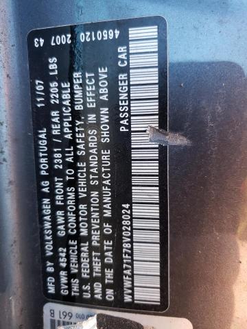 WVWFA71F78V028024 - 2008 VOLKSWAGEN EOS LUX 灰色 照片 12