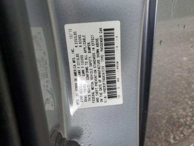 1HGCR2F78GA087235 - 2016 HONDA ACCORD EX Сұр фото 12