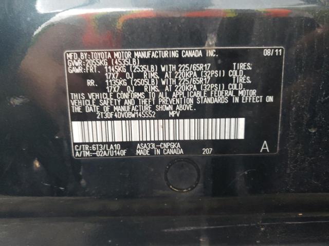 2T3DF4DV0BW145552 - 2011 TOYOTA RAV4 LIMITED შავი ფოტო 13