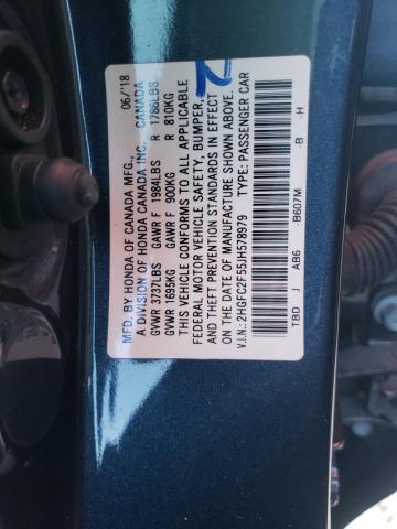 2HGFC2F55JH578979 - 2018 HONDA CIVIC LX ლურჯი ფოტო 12