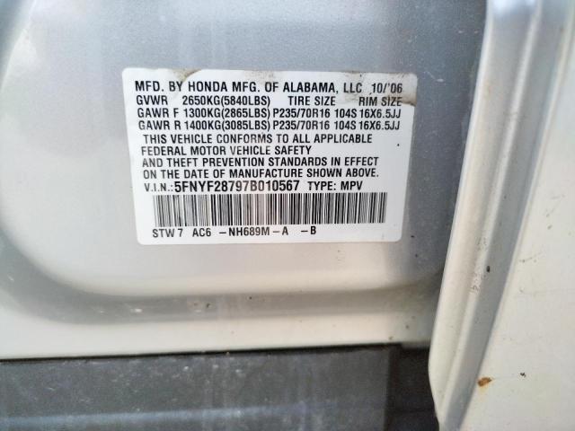 5FNYF28797B010567 - 2007 HONDA PILOT EXL SILVER photo 13