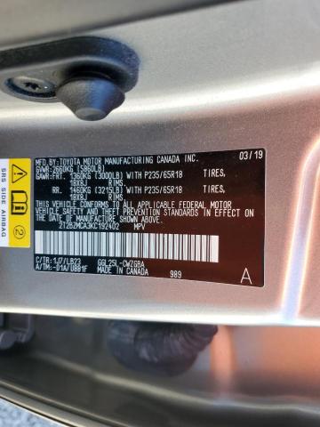 2T2BZMCA3KC192402 - 2019 LEXUS RX 350 BASE ვერცხლისფერი ფოტო 13