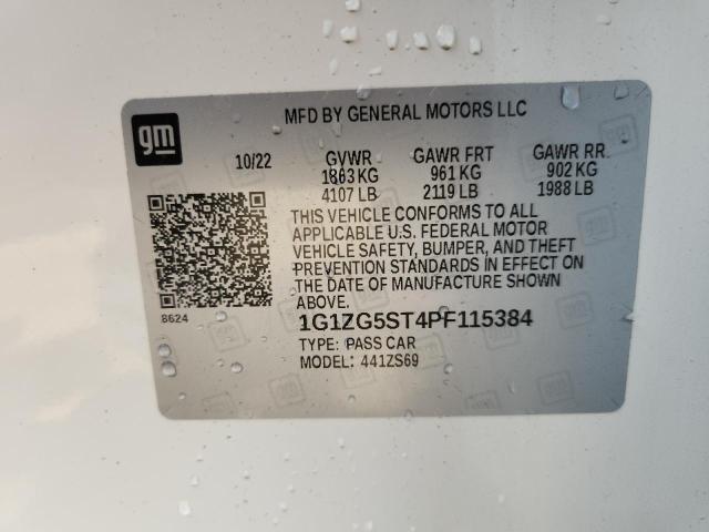 1G1ZG5ST4PF115384 - 2023 CHEVROLET MALIBU RS WHITE photo 12