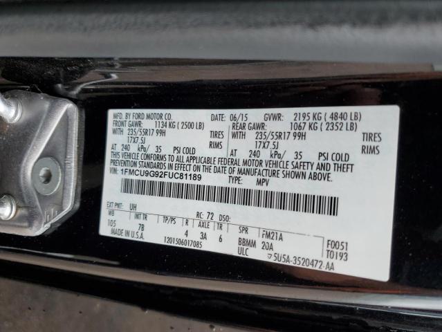 1FMCU9G92FUC81189 - 2015 FORD ESCAPE SE 黑色 照片 13