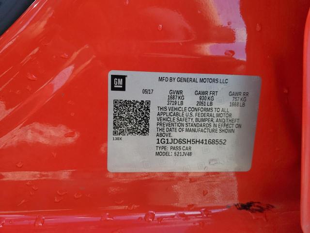 1G1JD6SH5H4168552 - 2017 CHEVROLET SONIC LT წითელი ფოტო 12