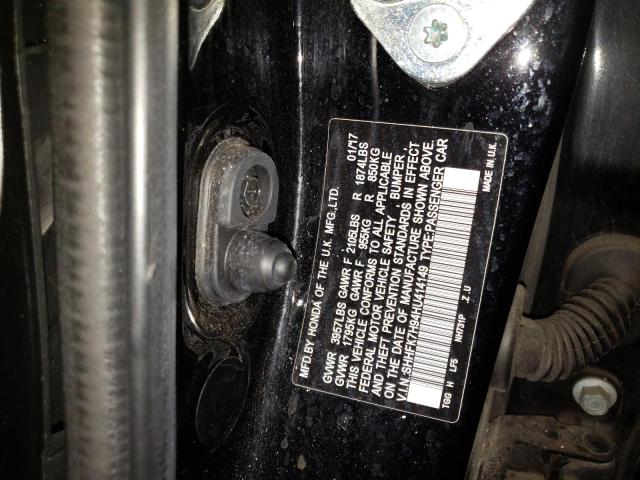 SHHFK7H94HU414149 - 2017 HONDA CIVIC SPORT TOURING BLACK photo 12