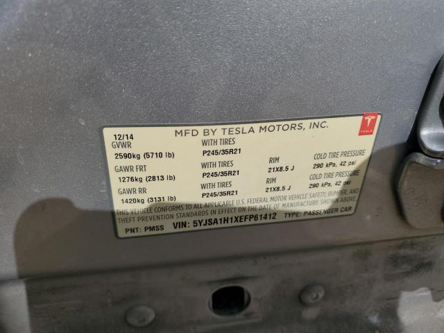 5YJSA1H1XEFP61412 - 2014 TESLA MODEL S Արծաթագույն լուսանկար 12