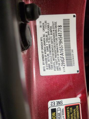 2HGFA16579H541718 - 2009 HONDA CIVIC LX RED photo 13