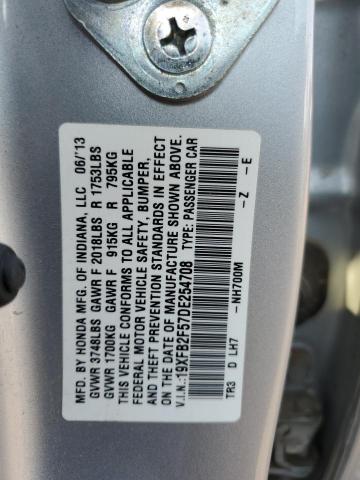 19XFB2F57DE254708 - 2013 HONDA CIVIC LX SILVER photo 12