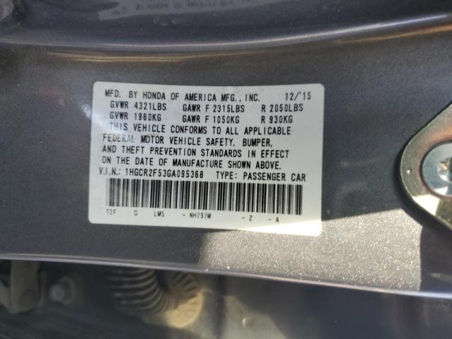 1HGCR2F53GA095368 - 2016 HONDA ACCORD SPORT Сұр фото 12