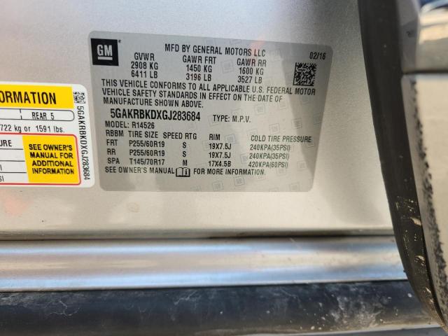 5GAKRBKDXGJ283684 - 2016 BUICK ENCLAVE ნაცრისფერი ფოტო 12