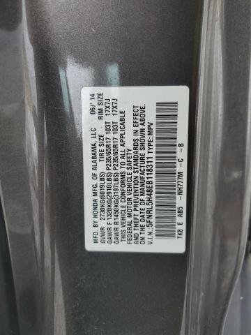 5FNRL5H48EB118311 - 2014 HONDA ODYSSEY EX Szary zdjęcie 13
