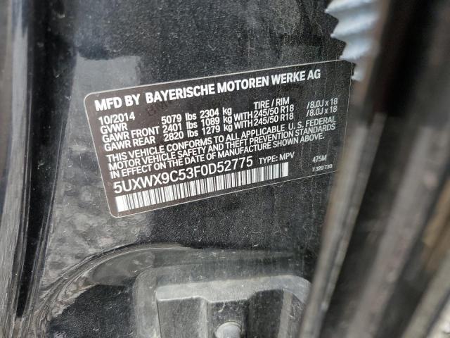 5UXWX9C53F0D52775 - 2015 BMW X3 XDRIVE28I BLACK photo 13