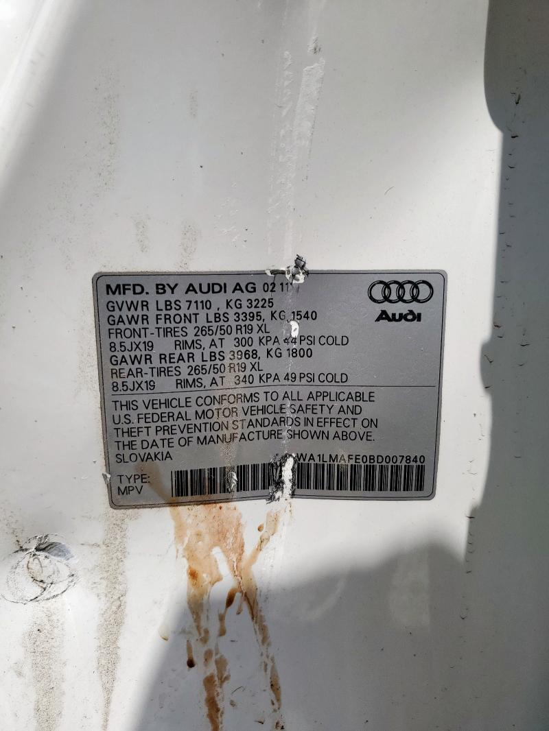 WA1LMAFE0BD007840 - 2011 AUDI Q7 PREMIUM PLUS Beyaz fotoğraf 13