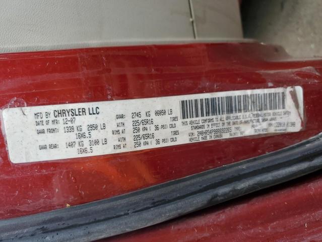 2A8HR54P98R692265 - 2008 CHRYSLER TOWN & COU TOURING MAROON photo 13
