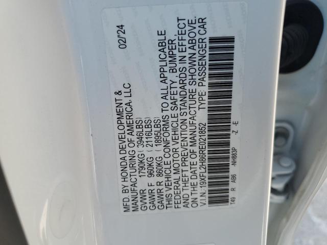 19XFL2H86RE021852 - 2024 HONDA CIVIC SPORT WHITE photo 12
