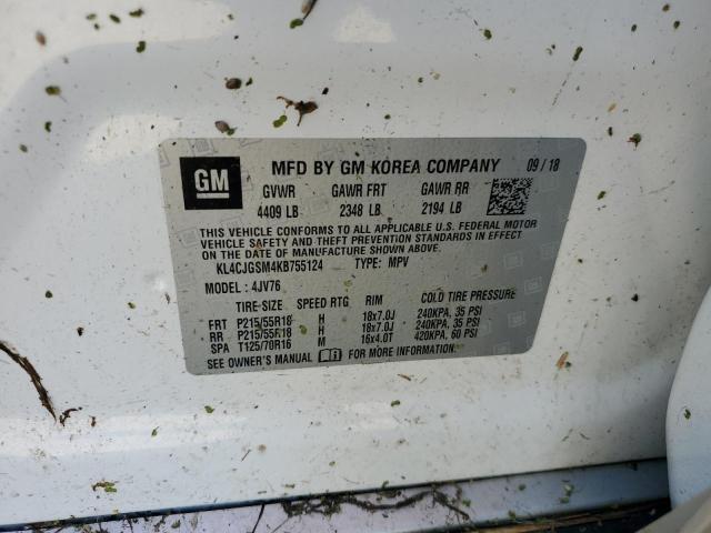 KL4CJGSM4KB755124 - 2019 BUICK ENCORE ESSENCE WHITE photo 12