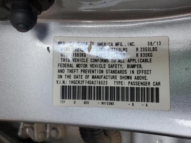 1HGCR2F74DA278520 - 2013 HONDA ACCORD EX SILVER photo 13