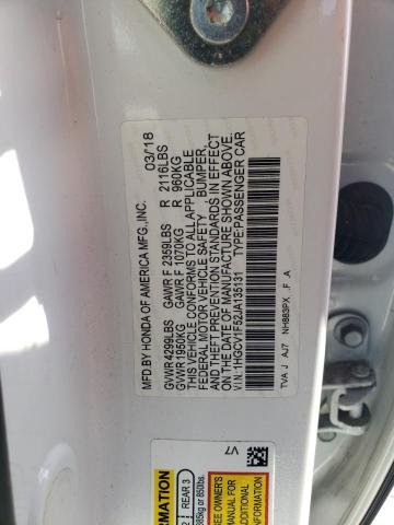 1HGCV1F52JA135131 - 2018 HONDA ACCORD EXL 白色 照片 12